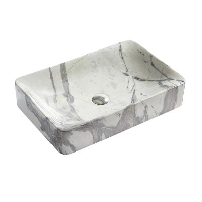 China ESERO Modern Factory Luxury Gray Marble Wash Basin Rectangular Bathroom Vessel Sink for sale