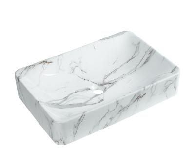 China Modern Bathroom Art Sink Elegant Ceramic Natural Marble Rectangular Sinks And Basins for sale