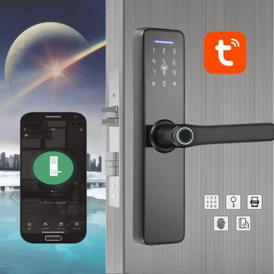 China Aluminum alloy TT/TUYA Alexa locks handle electric password fingerprint door lock digital smart cerradura smart for sale