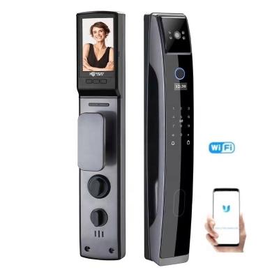 China Aluminum Alloy Door Lock Smart Fingerprint with Camera Reader Electronic Keyless Digital Security Touch Screen with RFID Card Face for sale