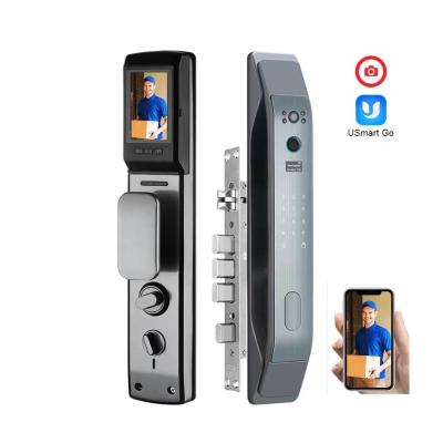 China USmart Aluminum Alloy Full Automatic Door Lock Go Wifi Lock Password Card Fingerprint Smart Door Lock With Camera for sale