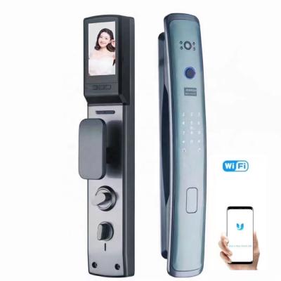 China Usmart Aluminum Alloy NFC Biometric Fingerprint Door Lock Go APP Smart Passcode Card Camera Door Lock for sale