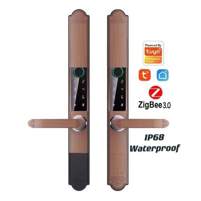 China Double Code Stainless Steel Door Lock Outdoor Waterproof Smart Card Fingerprint Remote Control Smart Door Lock for sale