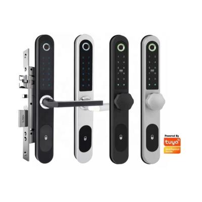 China Wifi Tuya Aluminum Waterproof Narrow APP Door Lock Aluminum Alloy Tuya Fingerprint Smart Door Lock for sale