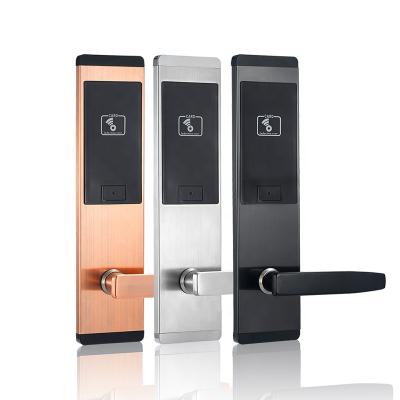 China Smart stainless steel hotel rfid card hotel door lock system, electronic digital rf card hotel door handle lock for sale