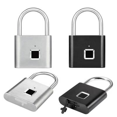 China Keyless Rechargeable Door Lock Fingerprint Bag USB Smart Padlock With Small Key PADLOCK for sale