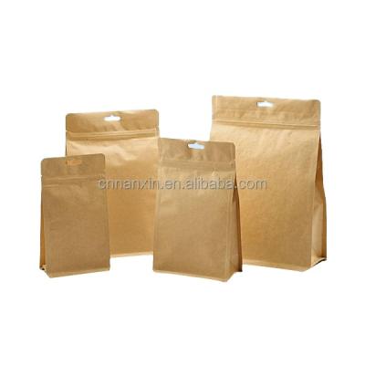 China Flat Bottom Biodegradable Brown Kraft Paper Bag For Coffee Bag With Valve for sale