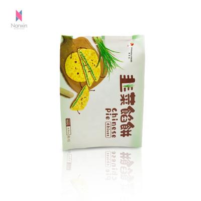 China 460g PET/PE Materials Disposable Custom Printed Gusset Bag Food Packaging Quad Side Seal Bag For Chinese Snacks Pie for sale