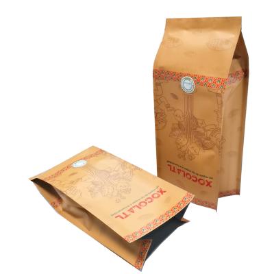 China Customized Moisture Proof Cure Gusset Kraft Side Sealing Paper Bags For Coffee/Chocolate Bean for sale