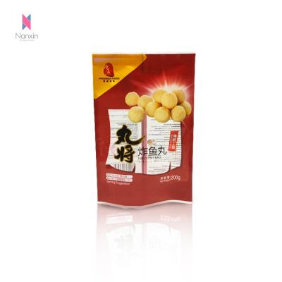 China Disposable Custom Design Heat Seal 200g Plastic Vacuum Bag Three Side Sealed Bag With Window For Fried Fish Ball for sale