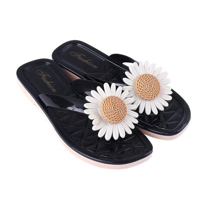 China Damping 2022 Wholesale Indoor Outdoor Soft Flower Summer Beach Decorative Slippers For Women for sale