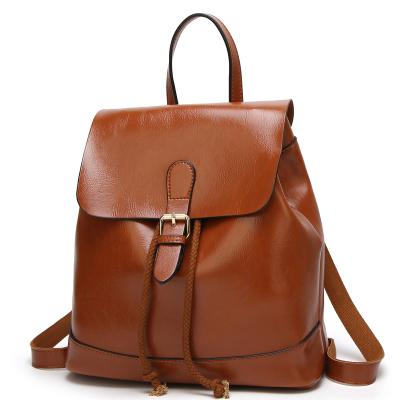 China Wholesale High Quality In Stock Fashion PU Women Bag Girls College School Bag Suction String Bag Leather Backpack For Student for sale