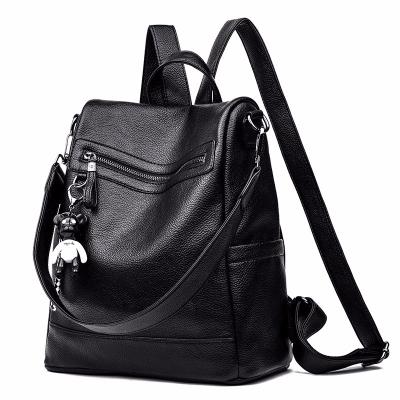 China 2018 Latest Design Fashionable Leather Ladies Backpack College Casual Style Fashionable Fancy Girls Backpack Black for sale