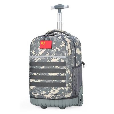 China Durable Travel High Packing Backpack Schoolbag Student Wheeled Trekking Laptop Bag Camouflage Pack With Built-in Trolley for sale