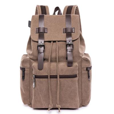 China Washable Vintage Waxed Canvas Drawstring Travel Laptop Backpack For College Student School Rucksack Camping Hiking Hiking Bags For Women Men for sale