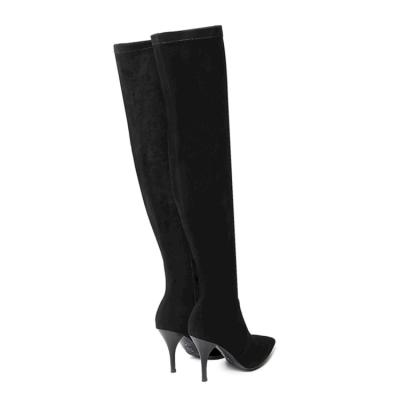 China Hot Selling Leather Pointed Toe Side Zip Stiletto Over Knee Long Fashion Winter Boots For Women for sale