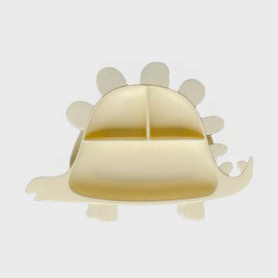 China Lemon Yellow Suction Modern Dish Cute Baby Stegosaurus for sale