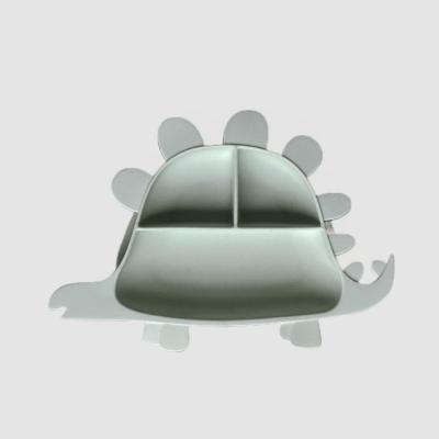 China Modern Silicone Baby Stegosaurus Plate Mint Green for sale