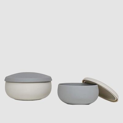 China Rocky Gray Sustainable Baby Double Bowl Set Tableware for sale