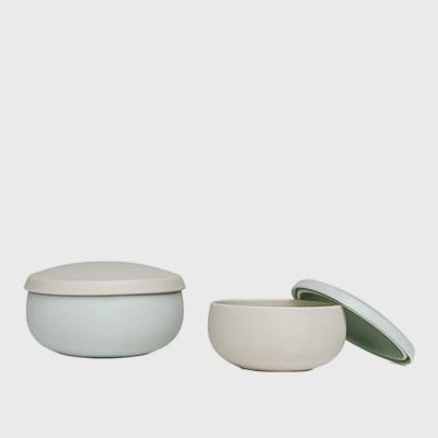 China Sustainable Double Bowl Mint Green 100% Silicone Dinnerware Set for sale