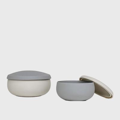 China Rocky Gray 100% Sustainable Silicone Double Bowl Set Tableware for sale