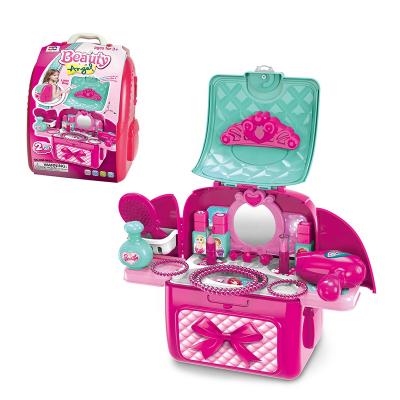 China Fashion Girls Beauty Dresser Play Set Funny Pink Princess Dress Up Games Makeup Backpack Set Pretend Play Toy For Kids Girls for sale