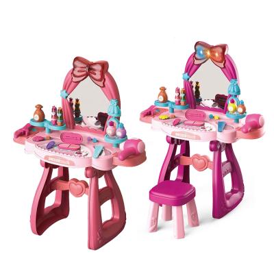 China Plastic Princess Beauty Dressing Table Home Music Pretend Play Make Up Toys Set For Children 54.5*10.5*43 for sale