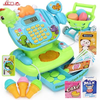 China Shopping Baskets Set Cashier Toy Children Education Toys Plastic Cash Register Shopping Baskets Set Toy Cashier Toy for sale