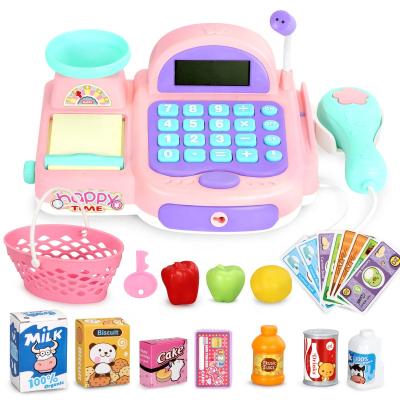 China Funny Pretend Play Supermarket Counter Set With Cash Register Sound Toys For Children Play 37*16.5*18cm for sale