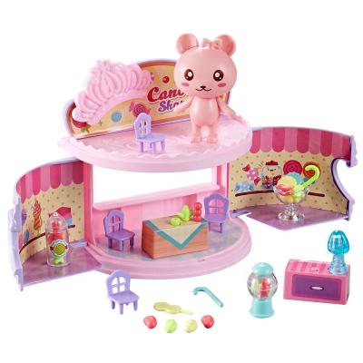 China Mini Lovely Colorful Candy Dessert Plastic Store Set Music Light Pretend Play Doll House Toys For Children for sale