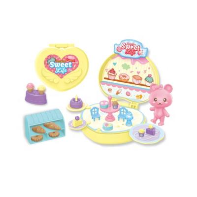 China Pretend Play Toy Set Trending Girls Fashion Mini Colorful Kitchen Candy Dessert Store Heart Shape Set Music Light Pretend Play Toys For Children for sale