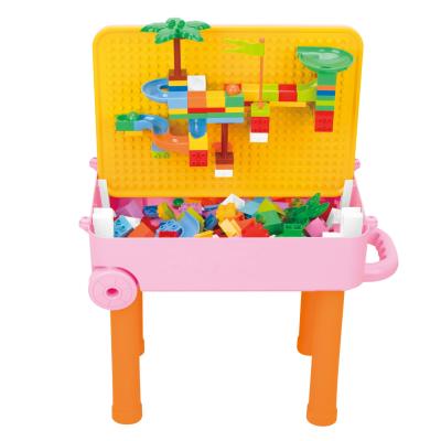 China Building Toy Educational Luggage With Chair Compatible Building Blocks Table Magnetic Puzzles Toys For Children for sale