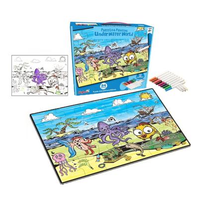 China Toy Preschool Educational 12 Color Painting Cartoon Animal Puzzle Educational Toys Set For Children for sale