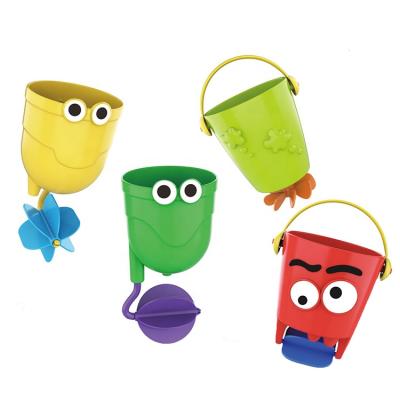 China Bath Toy Hot Selling Eco Friendly Plastic Stack Pour Bucket Cup Baby Water Bath Toys Set For Children for sale