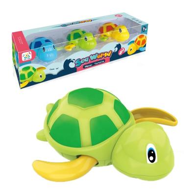 China Hot Selling Eco Friendly Eco Friendly Wind-Up Float Turtle Baby Plastic Animal Bath Toys Set For Children for sale