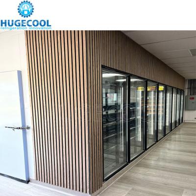 China Automatic Rebound Glass Door Beverage Cooler Room For Cold Beverages In Supermarket for sale