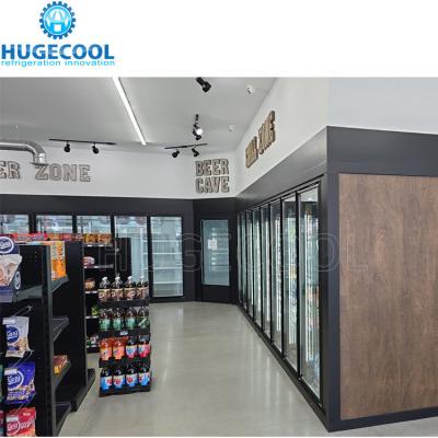 China Commercial Walk In Freezer Cooler With Automatic Rebound Glass Door And Scroll Compressor for sale