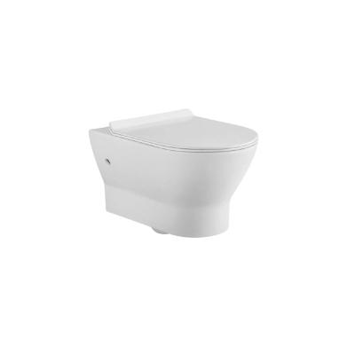 China New Style Bathroom Tank Hidden Rimless Ceramic Wall Hung Toilet Set Water Closet With Slim Seat Cover for sale