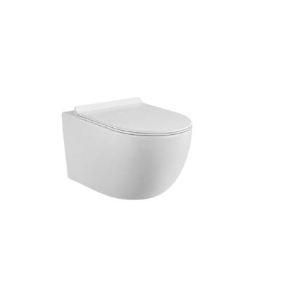 China Hidden Cistern New Design Bathroom Wall Hung Mounted P Trap Rimless Toilet for sale