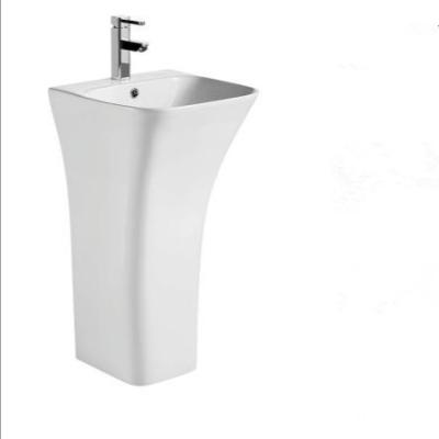 China Modern Ceramic Floor Standing Bathroom One Piece Pedestal Wash Basin for sale