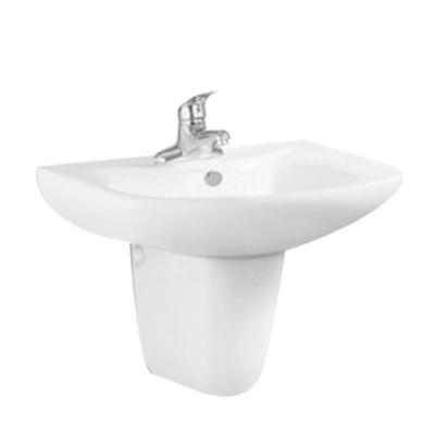 China Hung Mounted Round Shape Bathrooms Modern Ceramic Sink Wall Wash White Hand Basin for sale