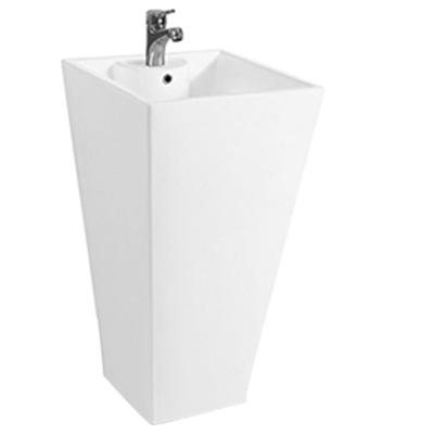 China Modern Square Shape Free Standing One Piece Pedestal Wash Hand Basin for sale