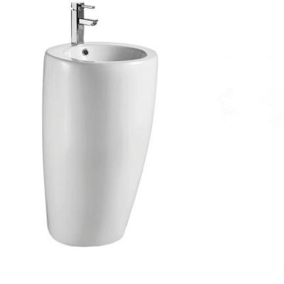 China Modern Economic Sanitary Ware Wash Basin Rack Around Ceramic One Piece Pedestal Wash Basin for sale