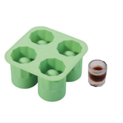 China Best Selling 4 Cavity Silicone Ice Cube Viable Shot Glass Mold for sale