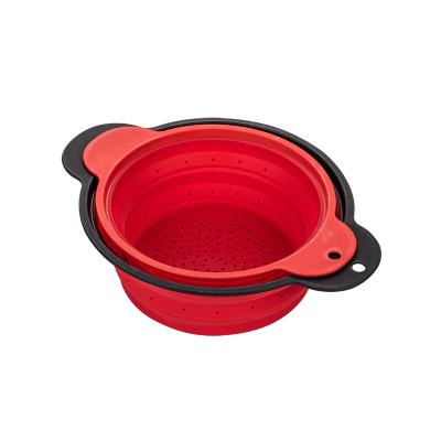 China Sustainable Silicone Hot Colander Collapsible Draining Basket And Steamer For Fruit Vegetables for sale