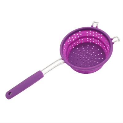 China Viable High Quality Collapsible Silicone Collapsible Colander Over Sink Strainer for sale