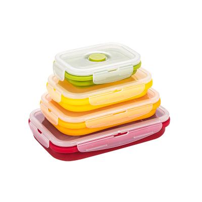 China Freshness Preservation Silicone Rectangle Storage Container Set Collapsible Collapsible Food Bowl for sale