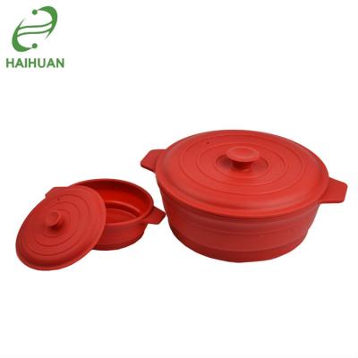 China Viable Silicone Hot Microwave Steamer Collapsible Bowl With Lid For Camping for sale