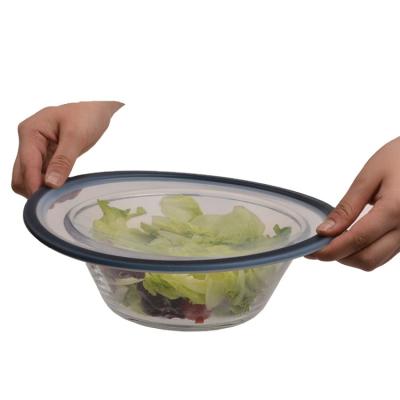 China Keep Food Fresh 3 Sizes Food Grade Silicone Cover Lids With Nylon Rim Silicone Lid for sale