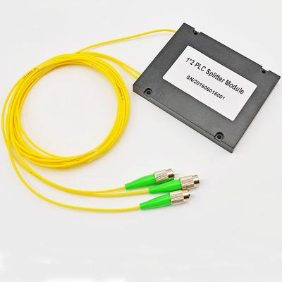 China FTTH 1X2 1X4 1X8 1X64 UPC Splice Pigtail Module 2.0mm ABS Single Mode ABS PLC Box Shaped Fiber Optic Splitter for sale